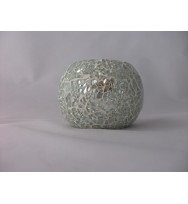 Ball Votive Crackle Mosaic Silver